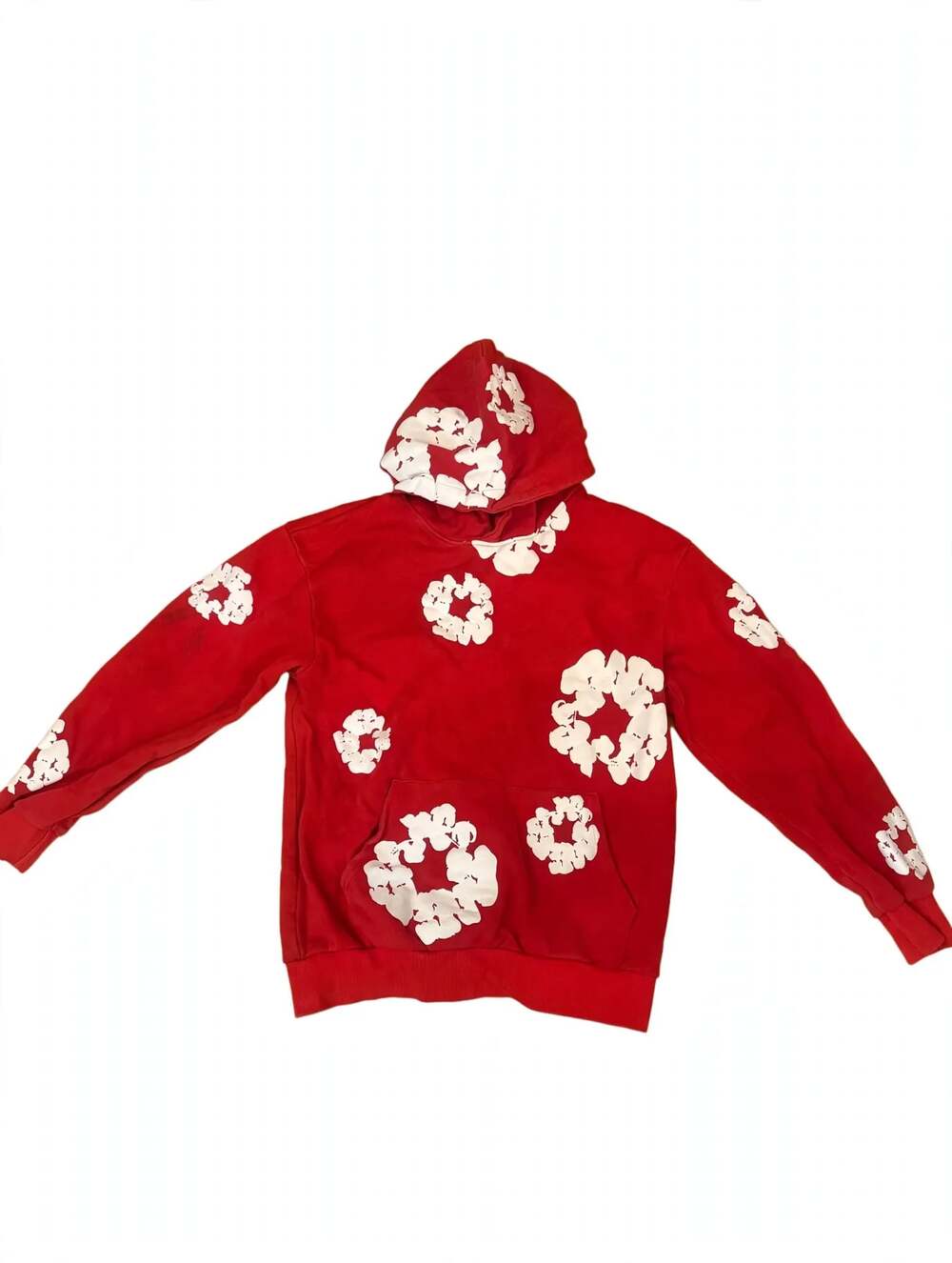 Denim Tears Cotton Wreath Hoodie Red White Size XL Made USA Heavyweight